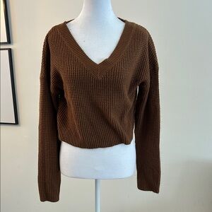 Elegant Brown V-Neck Sweater for Women